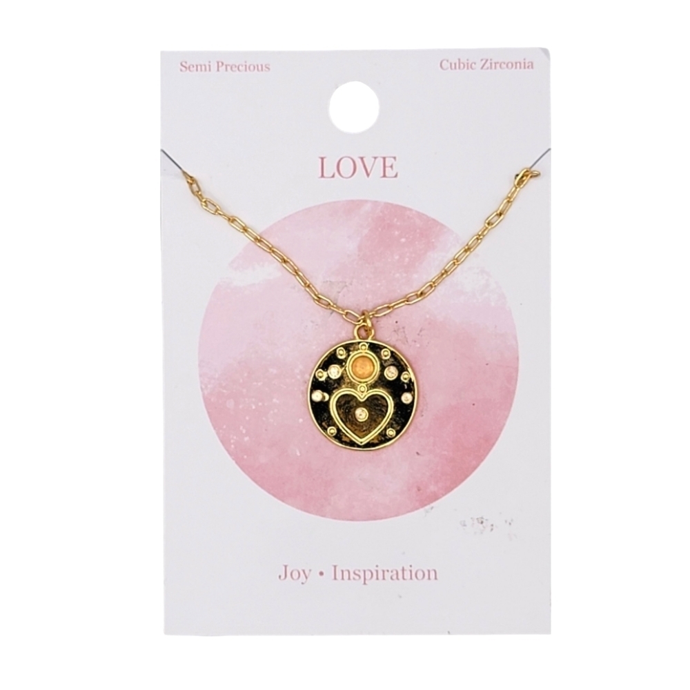 *NWT LOVE Semi Precious Cubic Zirconia Necklace Gold